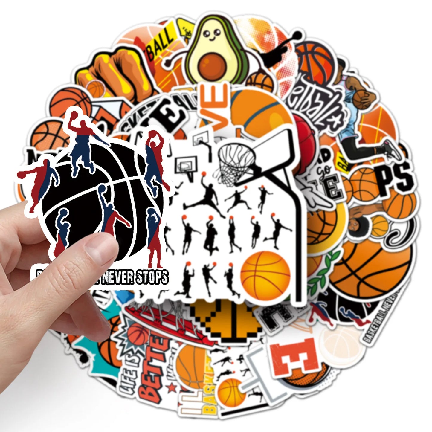 10/30/50PCS Cartoon Basketball Sports Stickers Graffiti iPad Helmet Car  DIY Personalized Wall Sticker Toys Decoration Wholesale