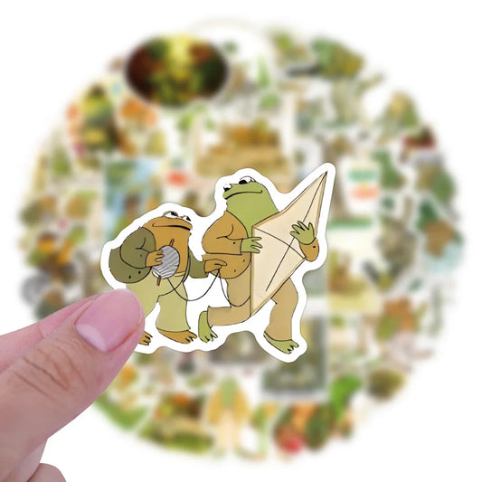 Frog & Toad Cartoon Stickers: Laptop, Car, Bike, Guitar