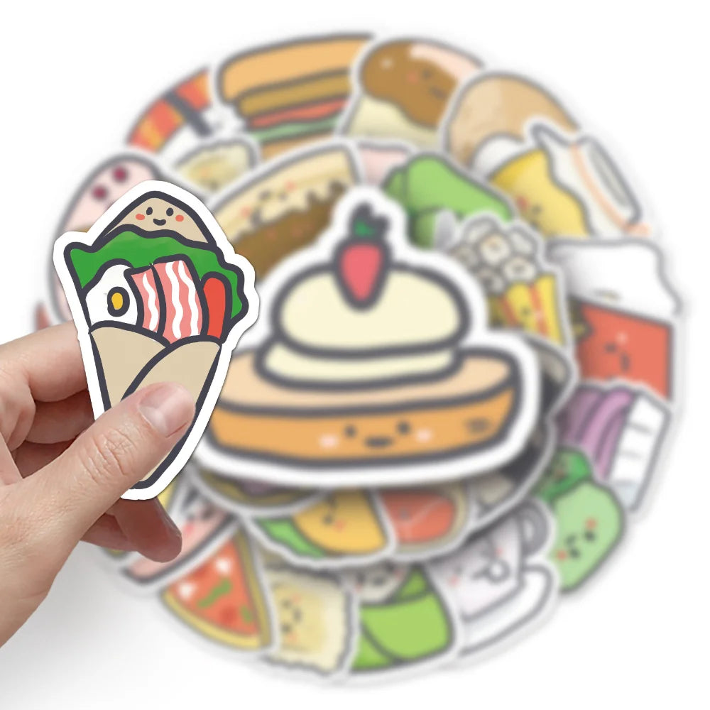 10/50Pcs Cartoon Gourmet Food Graffiti Stickers for Luggage Laptop Skateboard Notebook Stickers Children Toys Wholesale