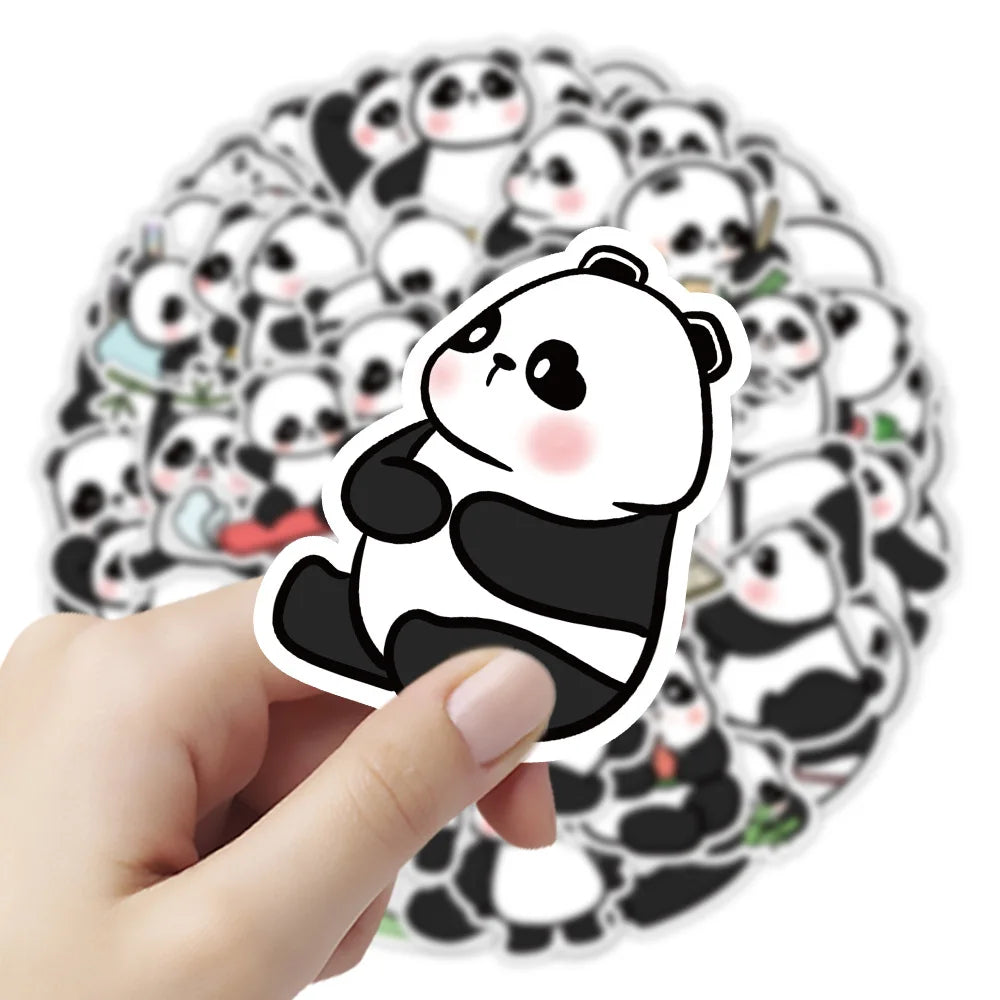 10/30/50PCS Kawaii Panda Stickers Funny Animal Cartoon Decals Waterproof Phone Notebook Helmet Stationery Kids Sticker DIY Toys