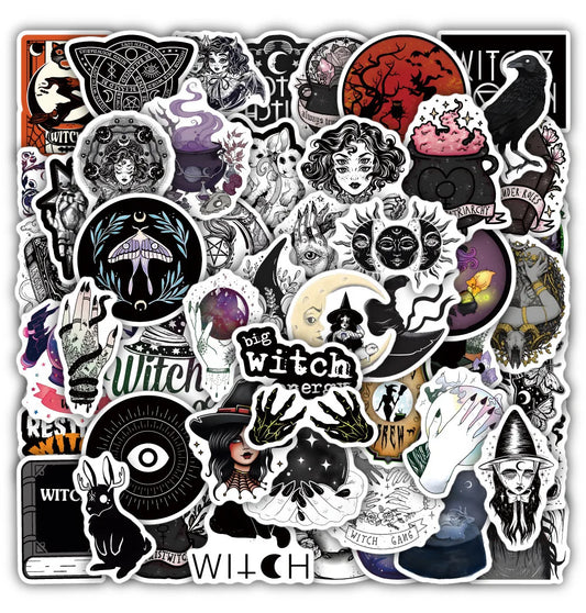 Witch Gothic Cartoon Stickers Decals for Laptop, Phone, Car, Bike, Skateboard, Kids Toy