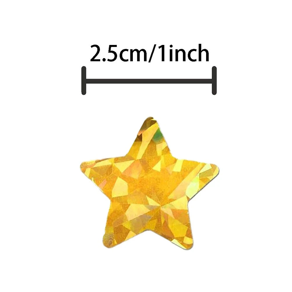 100-500pcs Holographic Golden Star Stickers For Kids Reward Foil Star Stickers Labels For Wall Crafts Classroom Supplies 1inch