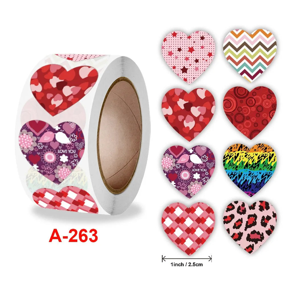 50-500pc Colorful Valentine's Day Heart Sticker Birthday Gift Packaging Seal Sticker Party Invitation Decor Sticker Baking Label