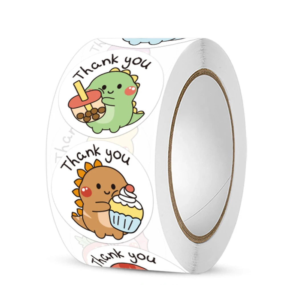 50-300pcs 1 Inch Thank You Stickers Cartoon Dinosaur Labels for Packaging Baking Labels Gifts Seal Decor Children's Stickers