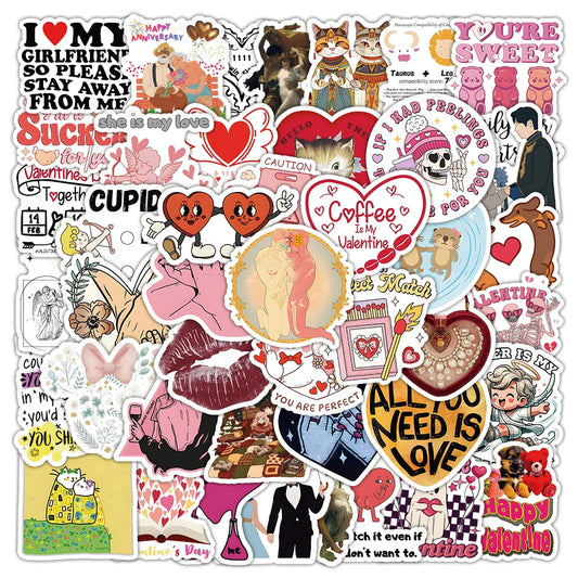 Cute Love Stickers 10/30/50pcs - Romantic Decals for Phone, Fridge, Guitar, Laptop, Scrapbook, DIY Gifts, Cartoon Graffiti