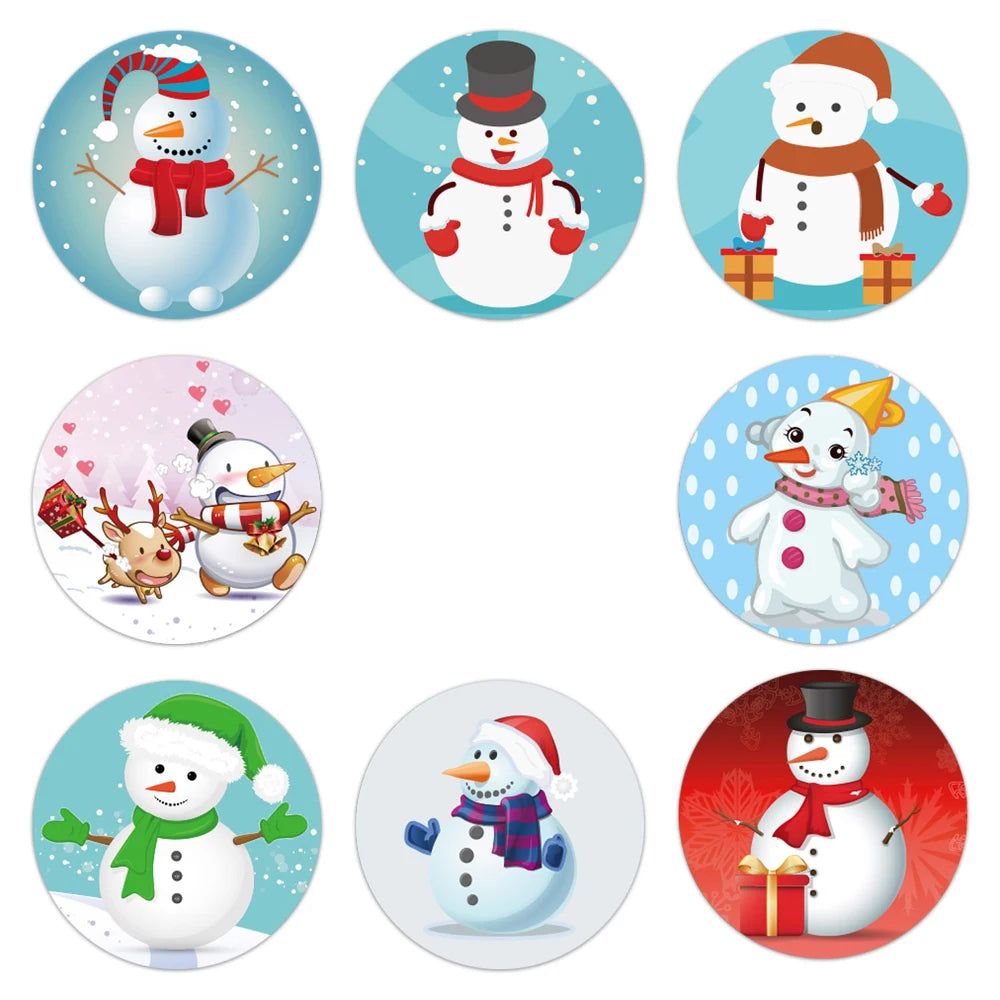 100-500pcs Christmas Stickers Printable Labels Stickers 8 Designs Pattern Cartoon Reward Sticker For Kids Toys Gift Waterpro