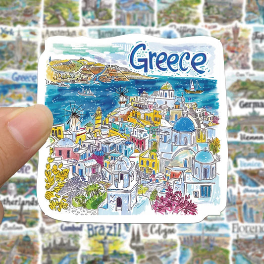 10/50PCS World Famous City Landmark Buildings Graffiti Stickers Travel Beautiful Scenery Decal Laptop Phone Waterproof Sticker