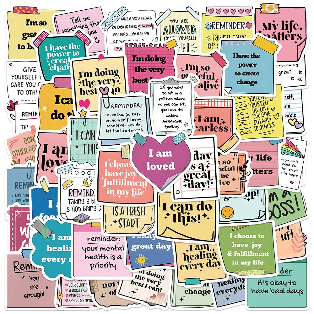 50PCS Positive Affirmation Stickers for DIY, Scrapbooking, Laptop, Phone, Fridge, Car, Notebooks, Party Gifts