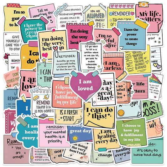 50PCS Positive Affirmation Stickers for DIY, Scrapbooking, Laptop, Phone, Fridge, Car, Notebooks, Party Gifts