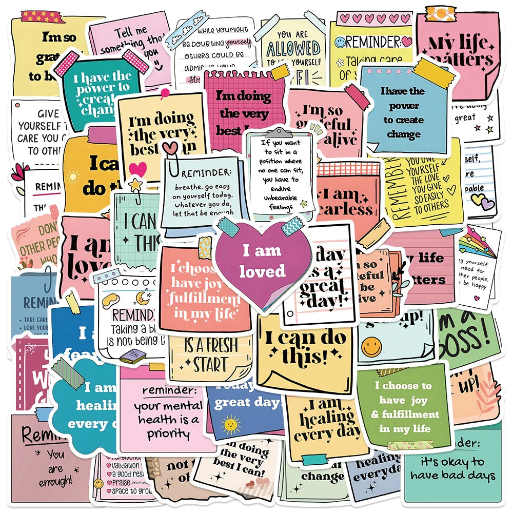 50PCS Positive Affirmation Stickers for DIY, Scrapbooking, Laptop, Phone, Fridge, Car, Notebooks, Party Gifts