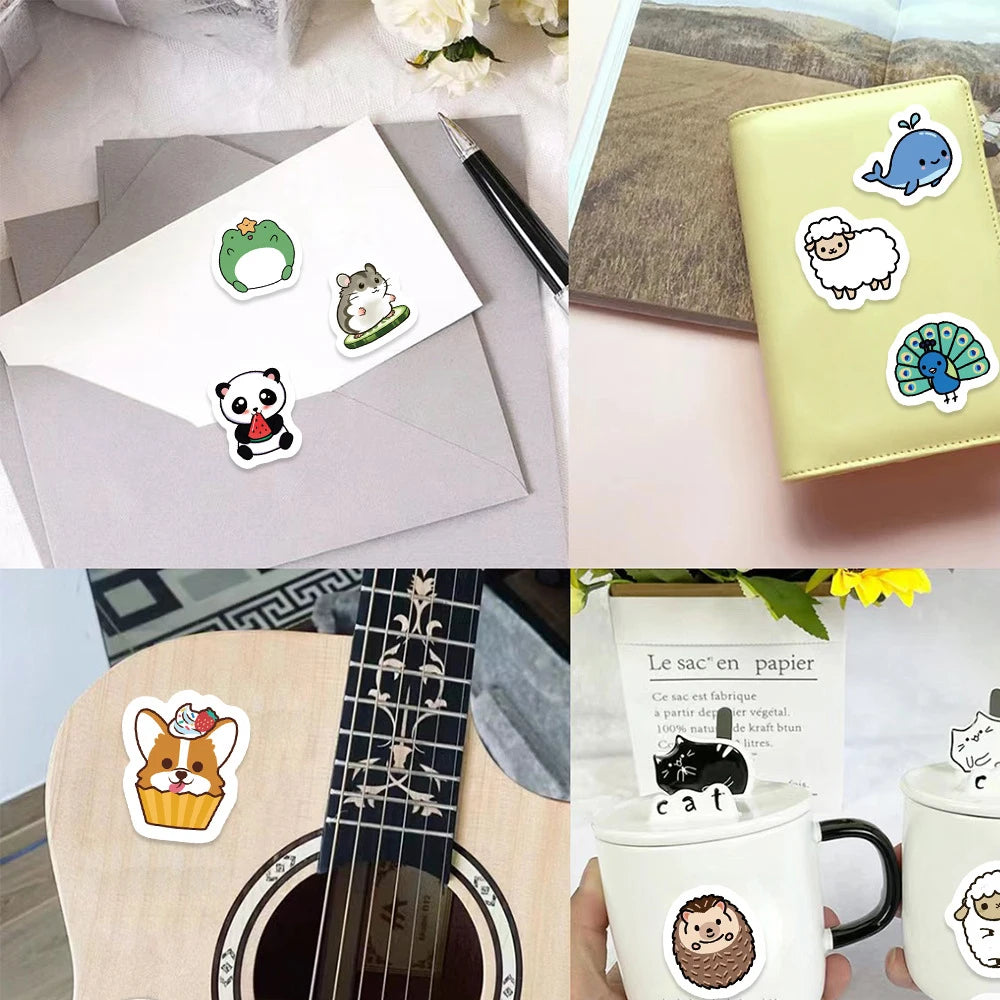 Cartoon Cute Animal Whale Sheep Frog Dog Roll Sticker Graffiti DIY Diary Pencil Box Notebook Luggage Vase Sticker Kids Toy Gift