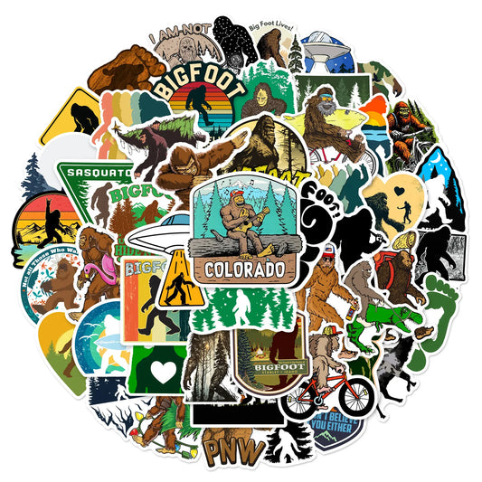 Bigfoot Graffiti Stickers 10/25/50pcs for DIY Suitcase, Water Bottle, Phone, Laptop, Guitar, Motorcycle, Skateboard