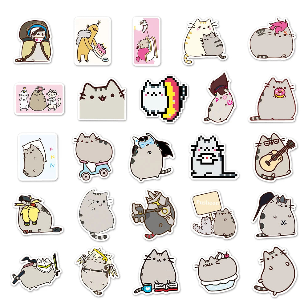 10/30/50PCS Kawaii Chunky Cat Stickers Cute Animal DIY Toy For Kids Stationery Notebook Phone PVC Waterproof Sticker Decorative