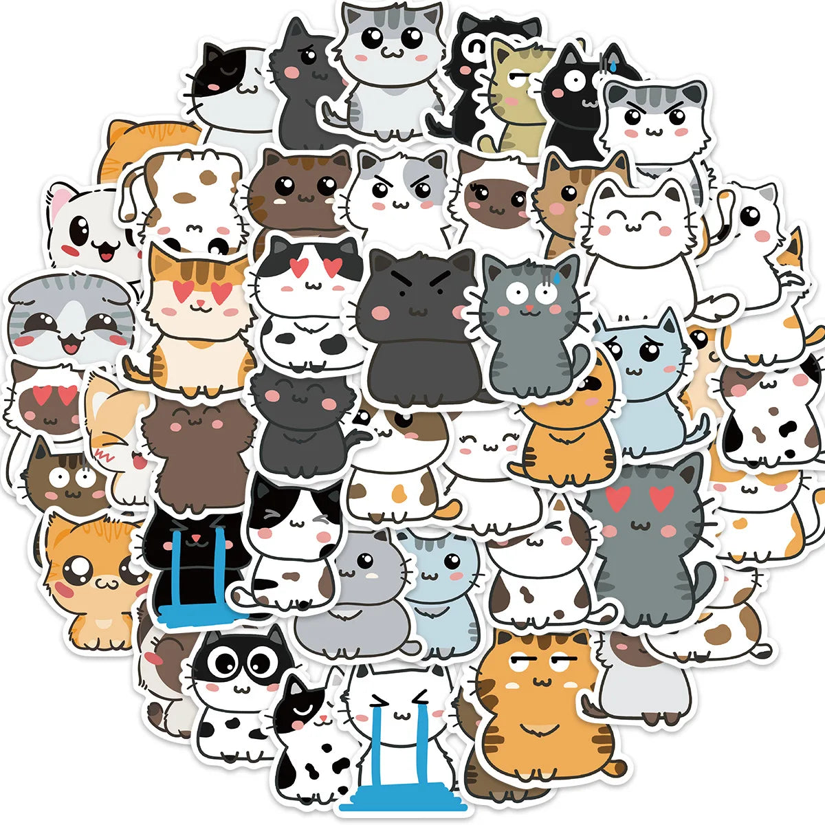 10/30/50PCS Cute Cats Stickers Kitten Animal Cartoon Decals Toys DIY Waterproof Notebook Scrapbook Phone Luggage Bike Decorative