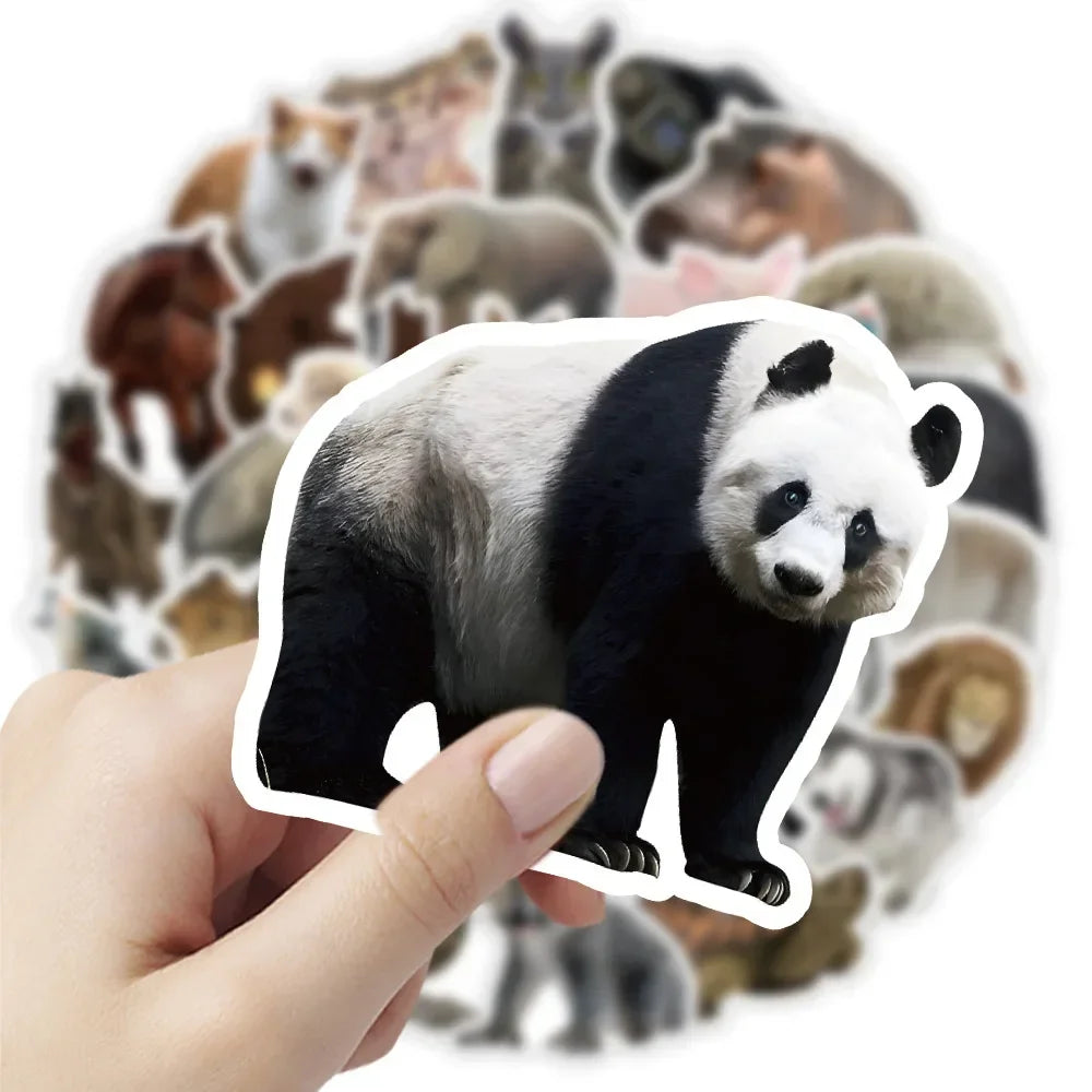 10/50Pcs Realistic Wildlife Elephant Panda Animals Graffiti Stickers for Notebook Suitcase Skateboard Luggage Waterproof Sticker