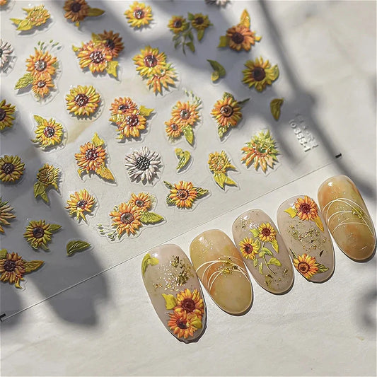 Sunflower Rabbit Pumpkin Nail Art Stickers Decals