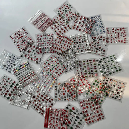 Penguin Snowflake Christmas Nail Stickers Set 3D 30 Sheets