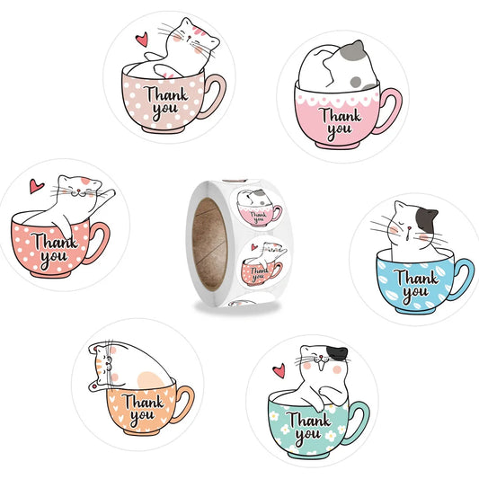 100-500pcs Cartoon Animal Sticker Children Label Thank You Stickers Cute Toy Game Tag DIY Gift Sealing Label Decoration Supplies