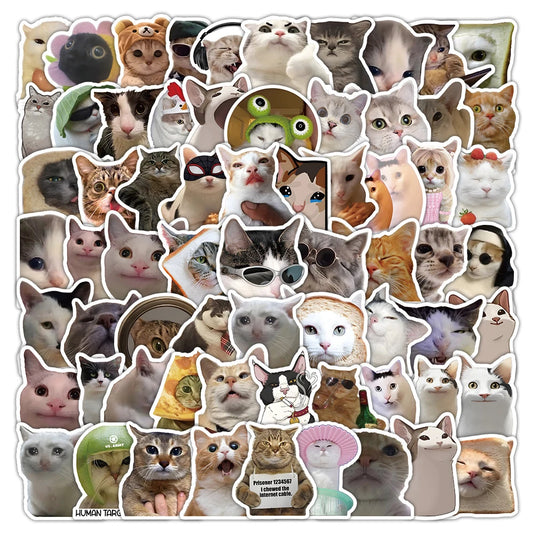 Kawaii Cat Meme Stickers 10/30/50/100pcs Waterproof Decals for Laptop, Car, Fridge, Notebook