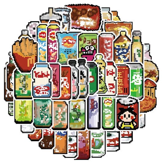 Pixel Style Cartoon Stickers for Snowboard, Laptop, Luggage, Car, Fridge, DIY Vinyl