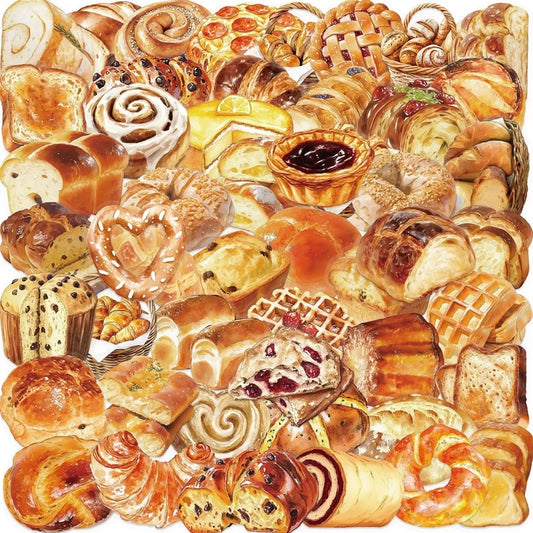 50PCS Kawaii Bread Stickers Korean Stationery Supplies