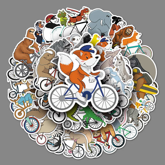 Cute Animal Bicycle Stickers for Laptop, Luggage, Skateboard, DIY, Kids - 10/30/50PCS