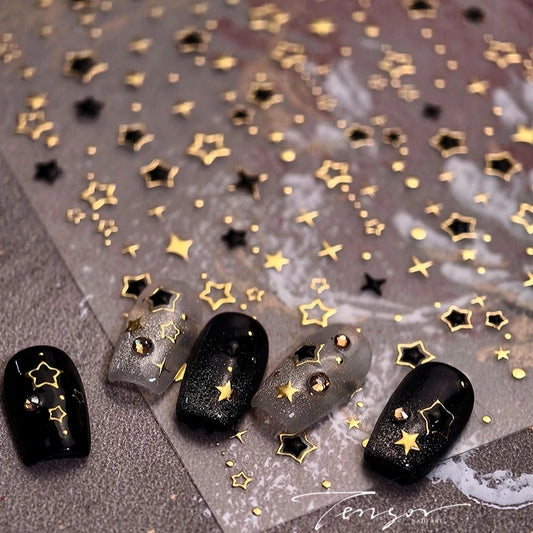 Black Gold Star Nail Art Stickers Decals Wholesale