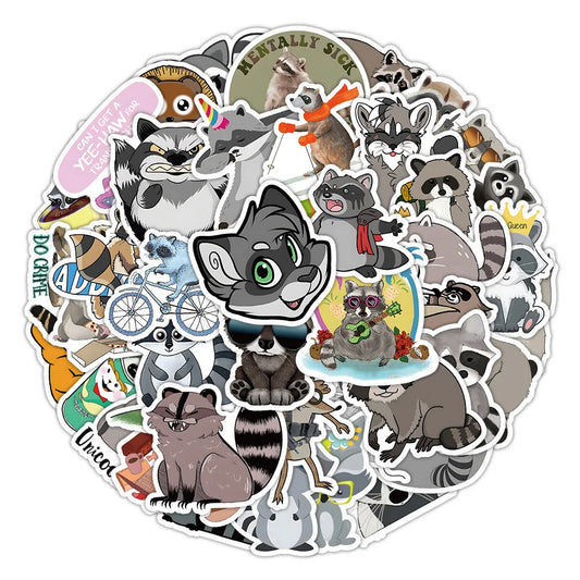 Raccoon Cartoon Animal Stickers for Phone Laptop Luggage Skateboard - 10/30/50PCS