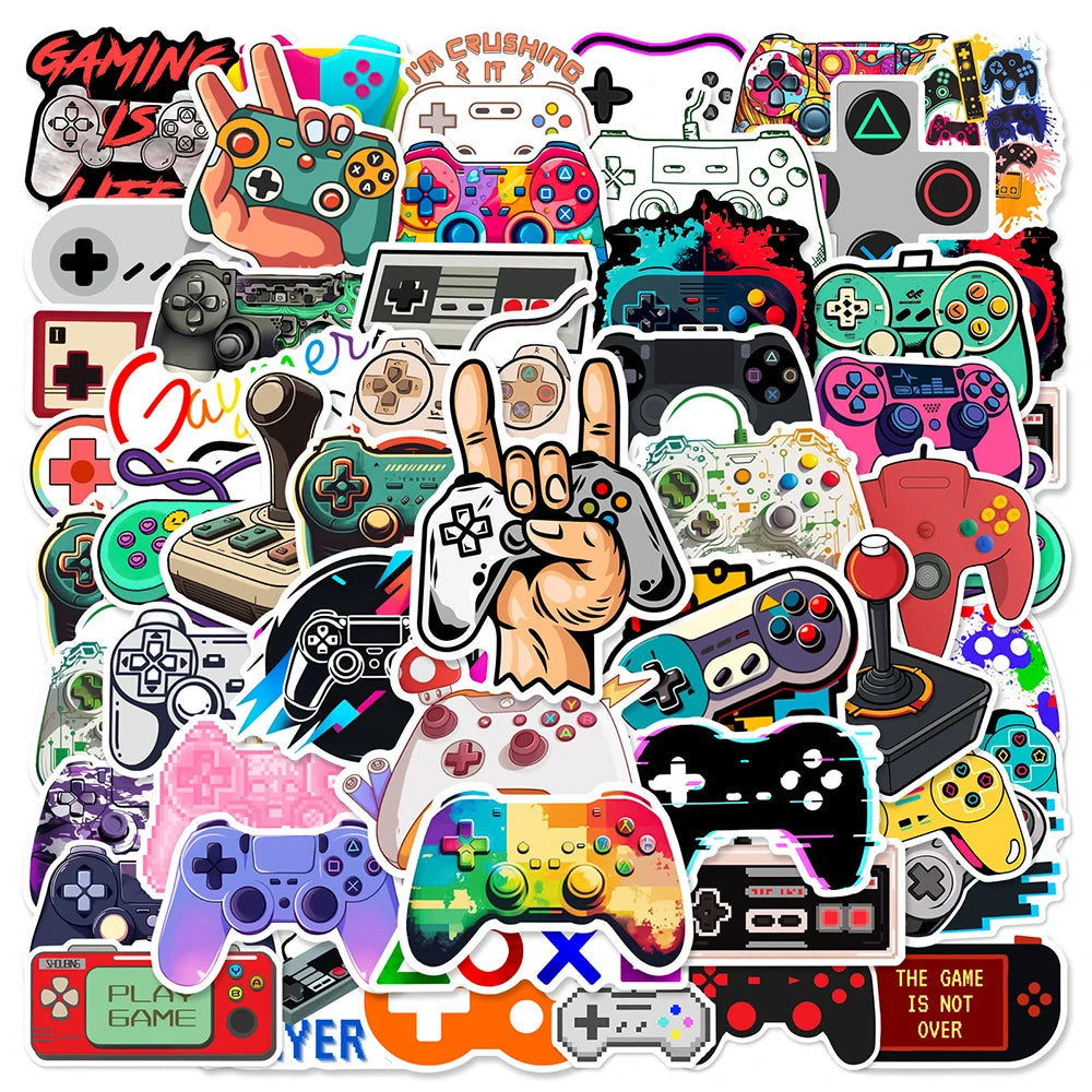 10/30/50pcs Vintage Cool Gamepad Video Game Graffiti Stickers Cartoon Decals Skateboard Laptop Motorcycle Car Waterproof Sticker