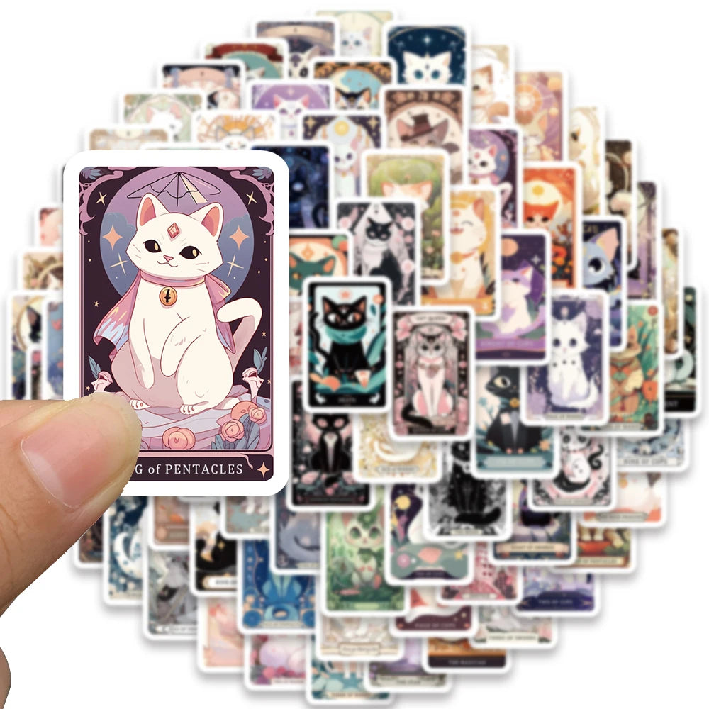 78pcs Cute Cartoon Cats Tarot Card Stickers