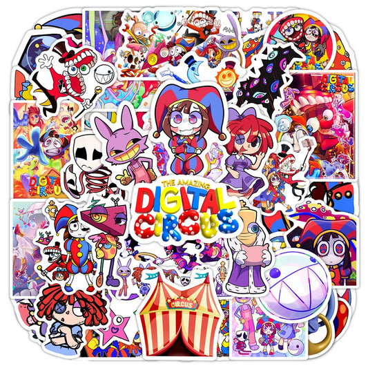 Digital Circus Stickers for Laptop Phone Skateboard Suitcase Waterproof Decals Kids Gift