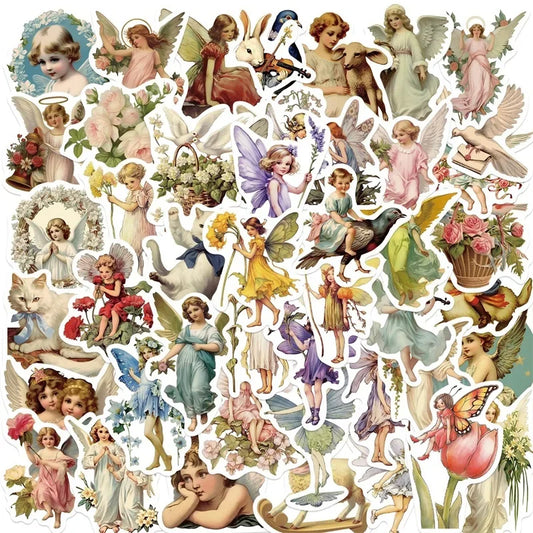 Vintage Angel Stickers 10/30/50PCS for Kids Scrapbooking