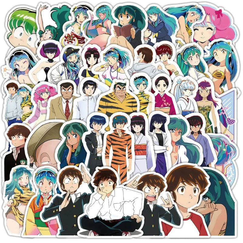 50pcs Urusei Yatsura Anime Sticker Pack for Laptop, Phone, Car, Scooter, Water Bottle, Fridge, Stationery