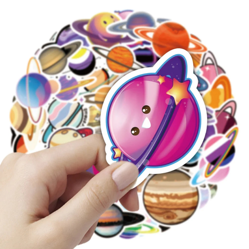 10/50PCS Space DIY Planet Sticker Notebook Trolley Case Bike Scooter Waterproof Graffiti Gift Toy Sticker Wholesale