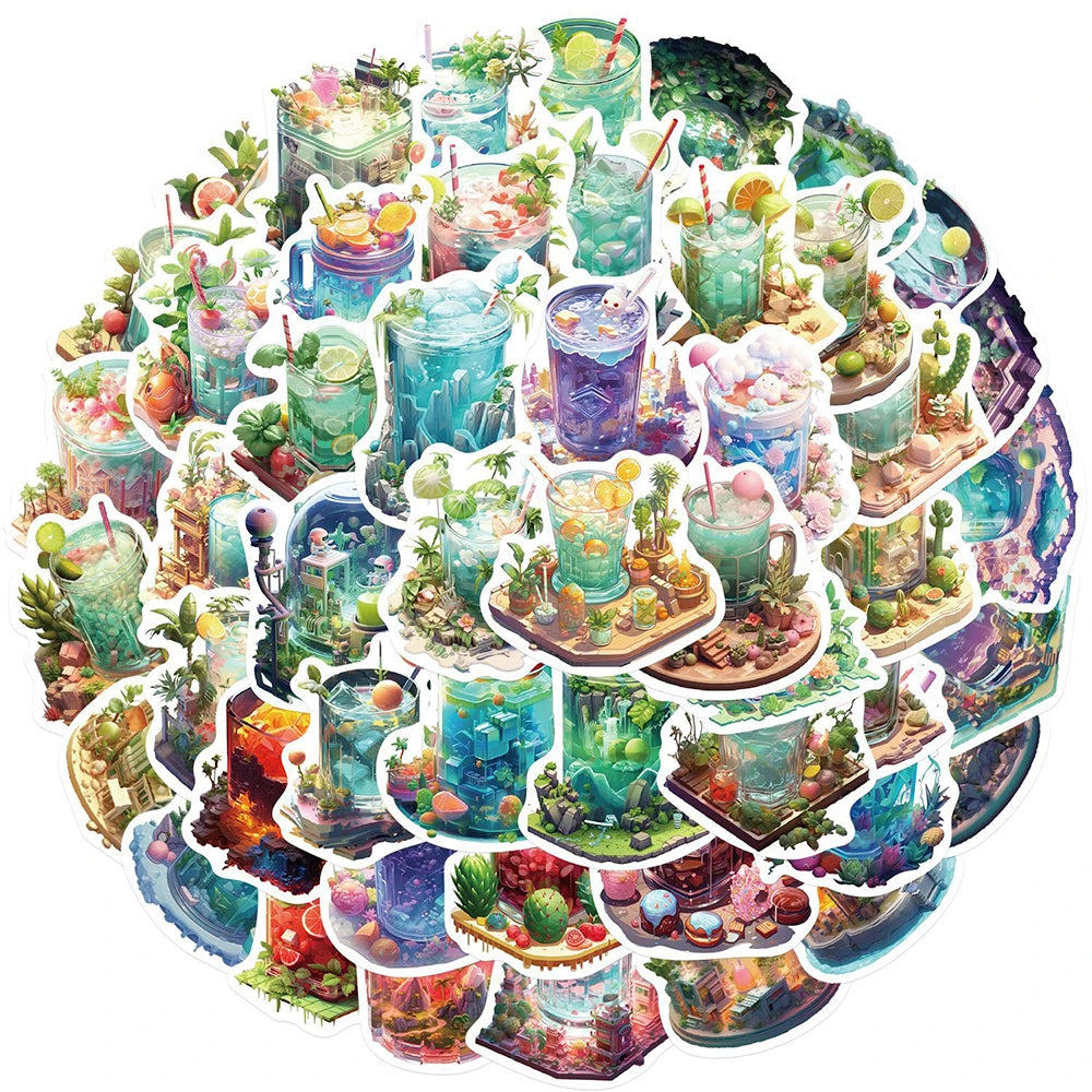 10/30/50PCS Kawaii Cup Drink World Stickers DIY Decoration Notebook Bike Suitcase Phone Fridge PVC Waterproof Decal Graffiti Toy
