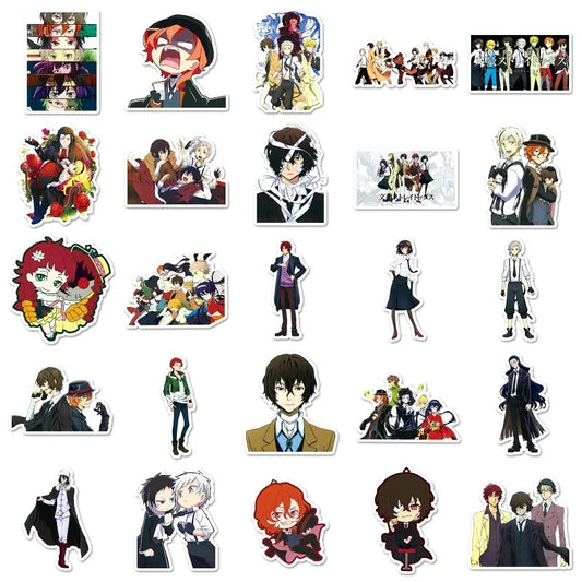50PCS Bungo Stray Dogs Anime Stickers for Laptop, Phone, Suitcase, Water Bottle, Car, Scooter, Stationery