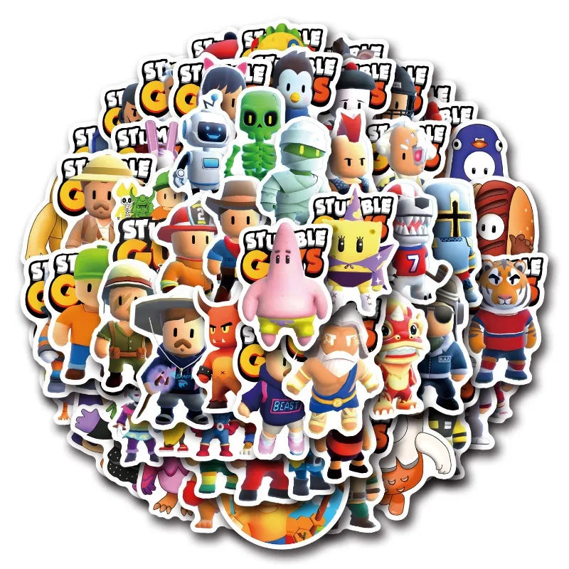 Stumble Guy Game Stickers for Laptop, Phone, Car, Scooter, Water Bottle, Suitcase, Stationery, Refrigerator