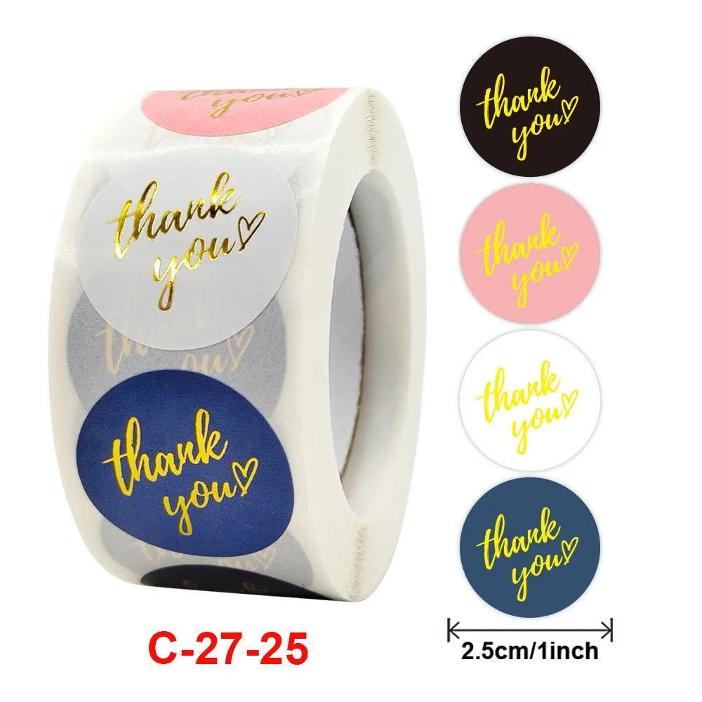 50-500pcs Handmade With Love Kraft Paper Stickers 1inch Round Adhesive Labels Baking Wedding Decoration Party Decoration Sticker
