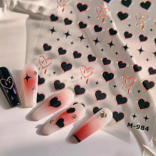 Punk Star Heart Nail Art Stickers Decals