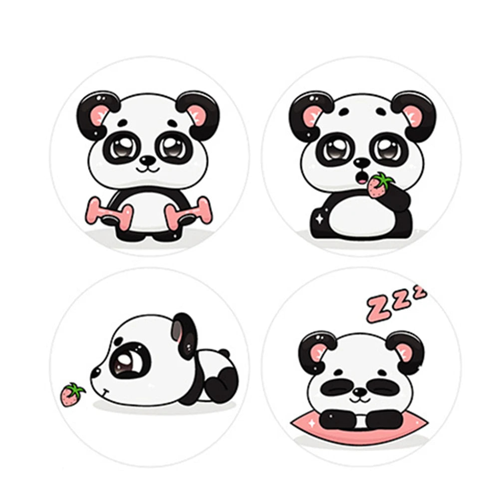 100-500pcs Cute Cartoon Panda Stickers Reward Sticker for Kids Gift Wrapping Decor Envelope Sealing Labels Stationery Stickers