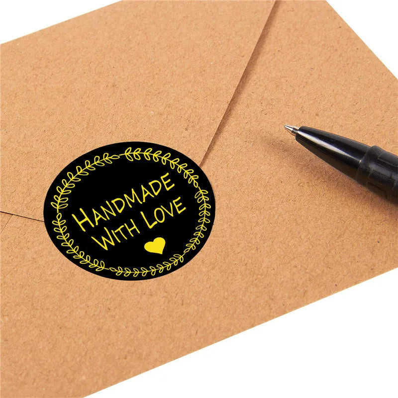 100-500pcs Round Natural Hand Made Stickers Seal Labels Cute Sticker For Cake Packaging Labels Sticker Stationery