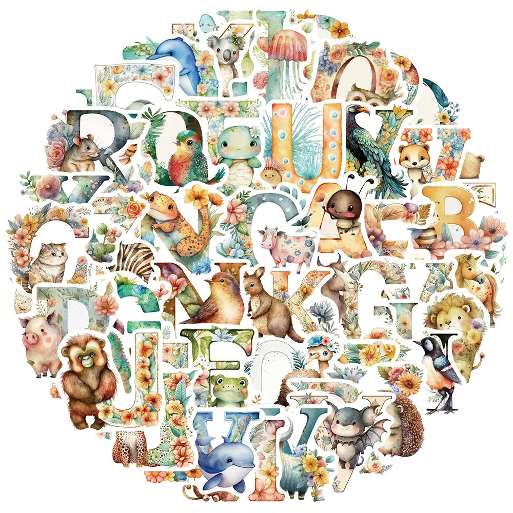 Cartoon Animal Graffiti Stickers for Laptop, Car, Fridge, DIY Vinyl 10/30/52pcs