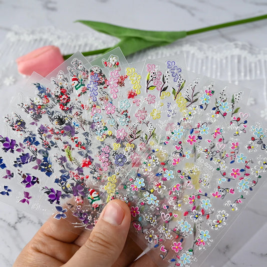 Purple Flower Nail Stickers: Daisy, Butterfly, Gradient Design