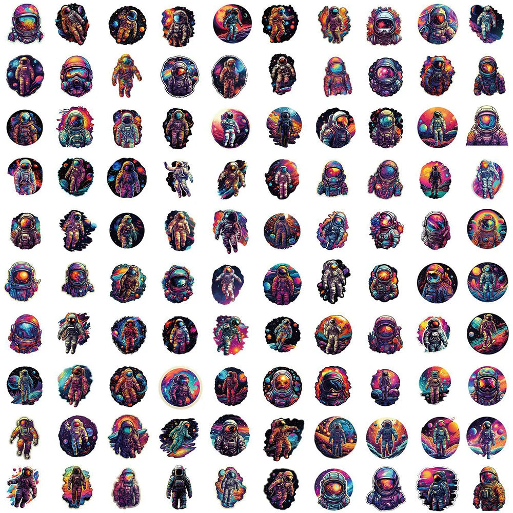 10/30/50/100pcs Cartoon Outer Space Astronaut Graffiti Stickers Decals Kid Toy Laptop Notebook Phone Suitcase Decoration Sticker