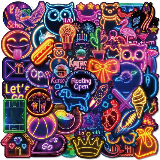 Neon Sticky PVC Stickers 10/30/50PCS Aesthetic DIY Supplies