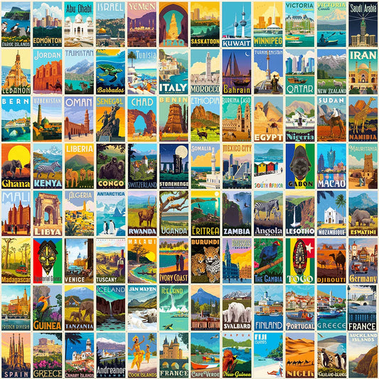 Vintage Landmark Building Stickers - 25/50/100pcs for Laptop, Motorcycle, Luggage, Car, Phone