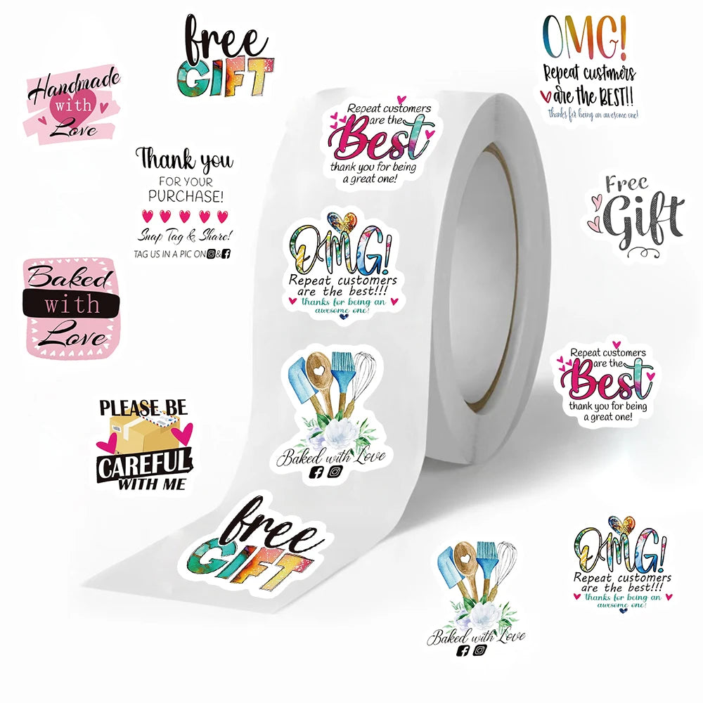 500pcs Cute Reward Stickers Roll with English Thanks Stickers for School Teacher Kids Student Stationery Stickers Kids