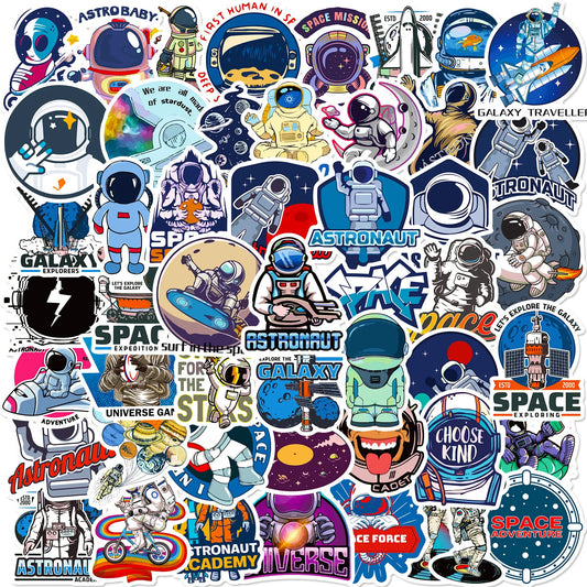 50Pcs Cartoon Space Astronaut Stickers for Helmet Wall DIY Decor