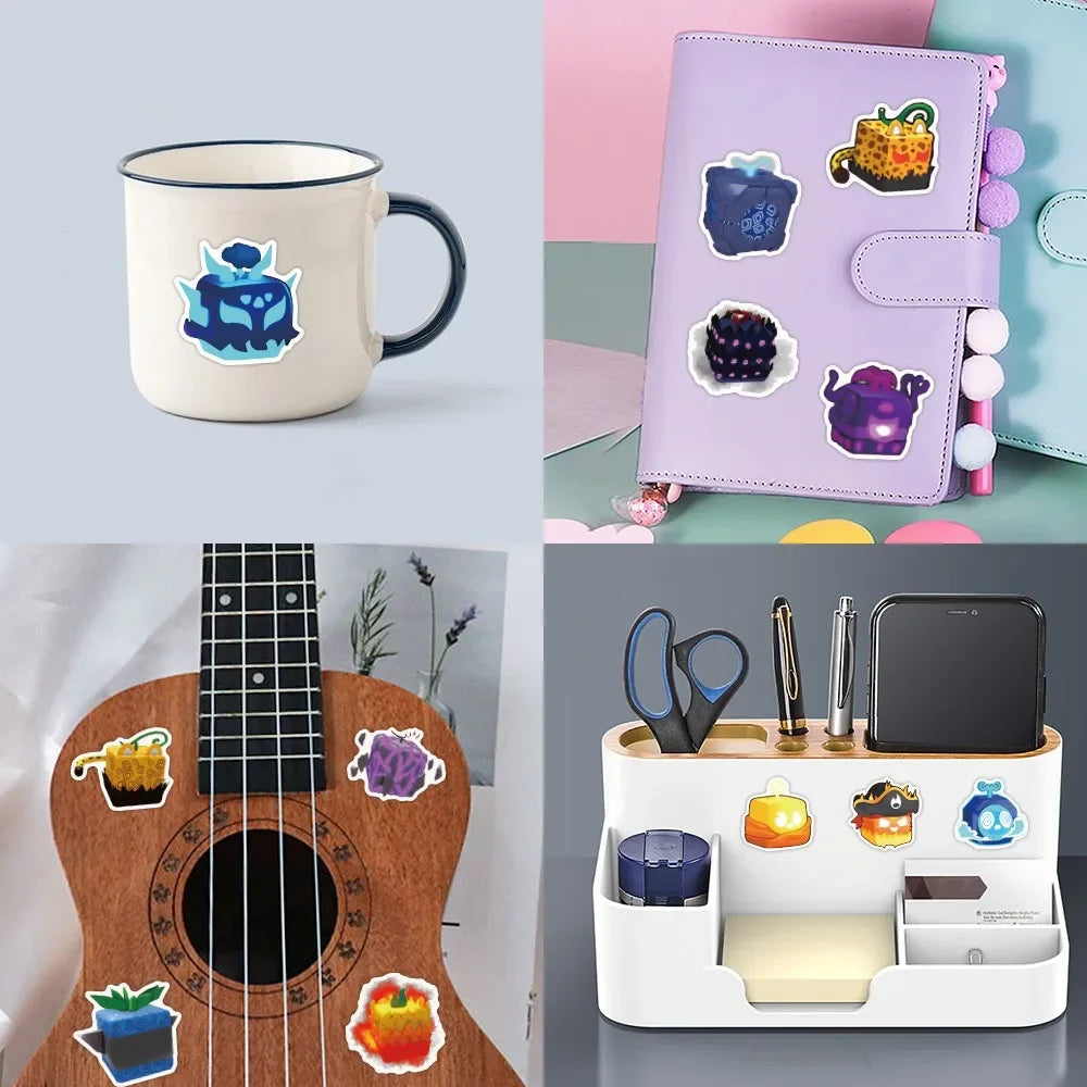 10/50Pcs BLOX FRUITS Graffiti Stickers Laptop Computer Phone Luggage Guitar Waterproof Graffiti Bicycle Vinyl Stickers