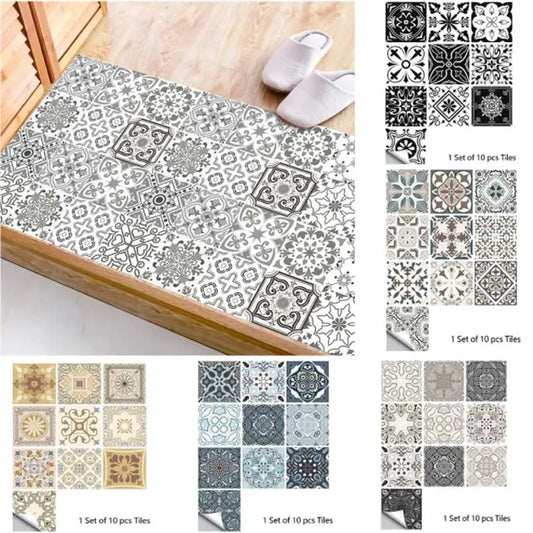 10 Pieces Frosted Matte Film Tile Stickers Kitchen Bathroom Decorative Wall Stickers Waterproof Oil Resistant Wall Stickers